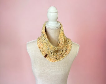 Chunky Merino Wool Knit Cowl: Yellow & Black Neck Warmer