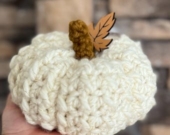 Handmade White Crochet Pumpkin: Fall Halloween Decor