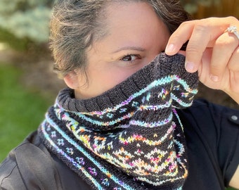 Lace Knit Cowl Pattern: Fair Isle Sock Yarn (PDF)