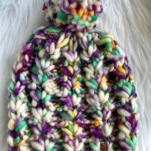 Handmade Chunky Knit Merino Wool Beanie: Boho Winter Hat