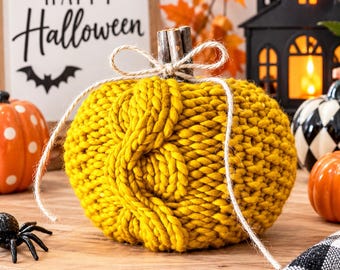Cables and Grains Pumpkin, Cable Knit Pumpkin Pattern: Beginner Friendly (PDF Pattern)