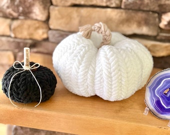 Crochet Pumpkin Decor: Handmade Chenille Plush, Fall Halloween Decoration