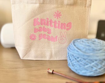 Groovy Knitting Project Bag: Boho Chic Cotton Tote