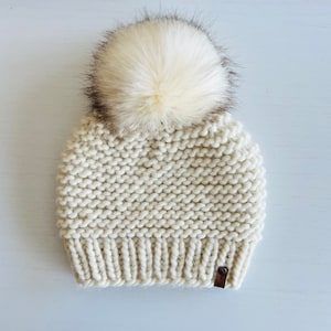 Chunky Knit Beanie with Pom: Luxury Merino Wool Winter Hat