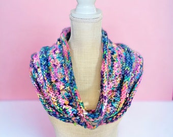 Chunky Knit Merino Wool Scarf: Multicolored Neck Warmer