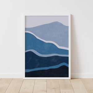 Abstract Blue Mountains Landscape Print | Landscape Print | Blue Wall Decor | Instant Download