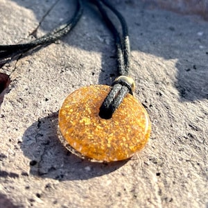 24K Gold Flake Resin Pendant: Torus Necklace