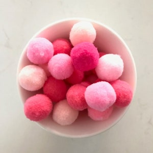 Pink Pom Poms Pack of 50 20mm Balls Assorted Colour Packs DIY Craft Garland