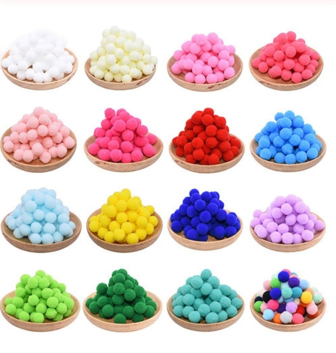 Pom Poms Pack of 50 20mm Balls Assorted Single Colour Packs DIY Craft