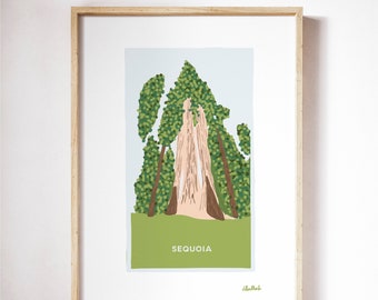 Sequoia National Park California  | General Sherman Tree | Digital Download | Wall Decor | Modern Minimal Nature Art | Sequoia Trees |