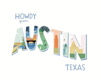 Howdy from Austin Art Print | Texas Art