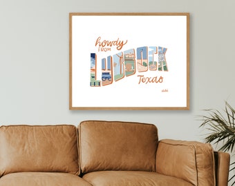 Howdy From Lubbock Texas | Digital Download | Wall Decor | Lubbock Local Art