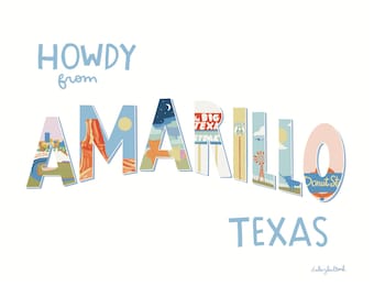 Howdy from Amarillo Art Print | Texas Art