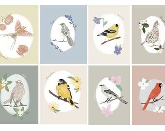 State Bird and Flowers Print | Wall Art | Giclee | Archival Art | Colorful Art