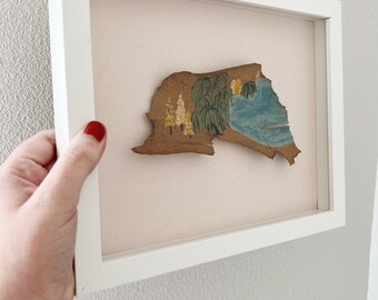 Boston Garden Painting on Bark | Wood painting | Acrylic Painting