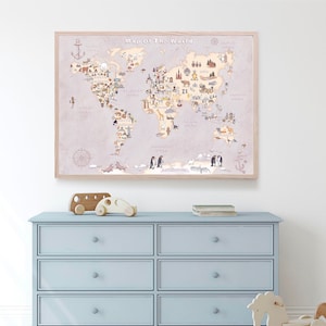Kids world map, Homeschool educational poster, Printable Montessori materials image 3