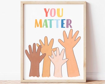 You Matter Poster: Rainbow Watercolor Motivational Art (Digital Download)