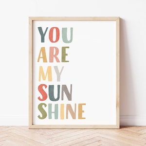 Sie sind mein Sonnenschein Druck Boho Regenbogen Spielzimmer Poster Montessori Klassenzimmer Dekor Kinderzimmer druckbare Wandkunst Aquarell herunterladbare Druck
