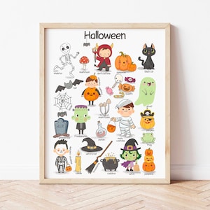 Halloween Poster Kinderzimmer Dekor Spielzimmer Kleinkind Herunterladbare Drucke Halloween Klassenzimmer druckbare Dekor Kleinkind Vorschule Printables