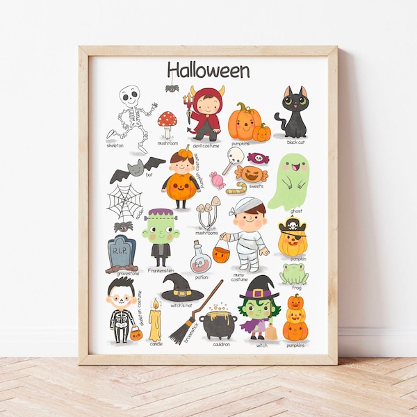 Halloween Poster Kids Room Decor Playroom Toddler Downloadable Prints Halloween Classroom Printable Decor Toddler Preschool Printables
