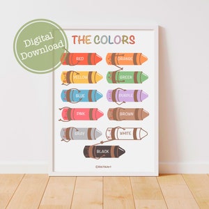 Colors Educational Poster Printable Montessori Materials Homeschool Educational Print Nursery Colorful Classroom Art Toddler Printables