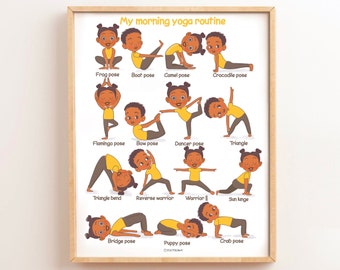 Yoga Poses Poster for Kids Montessori Toddler Routine Playroom Wall Art Pre-K Classroom Decor Nursery Downloadable Prints Toddler Activities