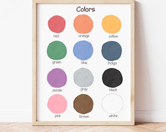 Watercolor Colors Poster: Homeschool Nursery Decor (Digital Download)