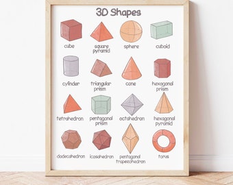 3D Shapes Poster, Educational Print for Playroom (Digital Download)