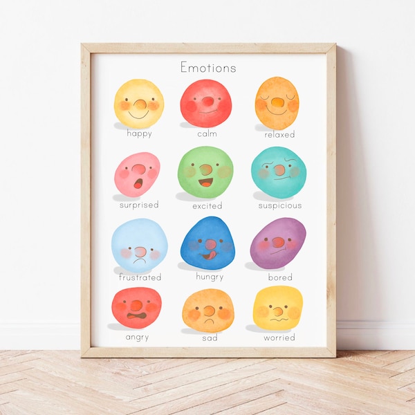 Feelings Chart for Kids Montessori Playroom Rainbow Baby Classroom Decor Toddler Emotions Poster Educational Downloadable Prints