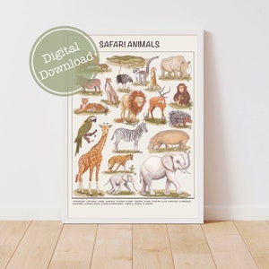 Safari Animal Poster - Downloadable Prints, Printable Montessori Materials, Printable Educational Prints