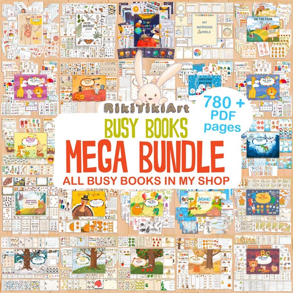 Busy Books MEGA BUNDLE Set of 23 Printable Preschool Binders for Toddlers Homeschool Learning Resources Toddler Quiet Book Activities