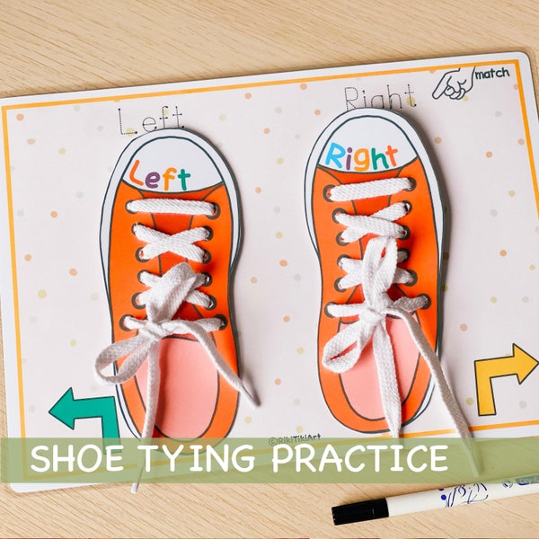 Shoe Tying Practice for Kids Fine Motor Skills Preschool Printables Homeschool Montessori Kindergarten Learning Board Toddler Activities