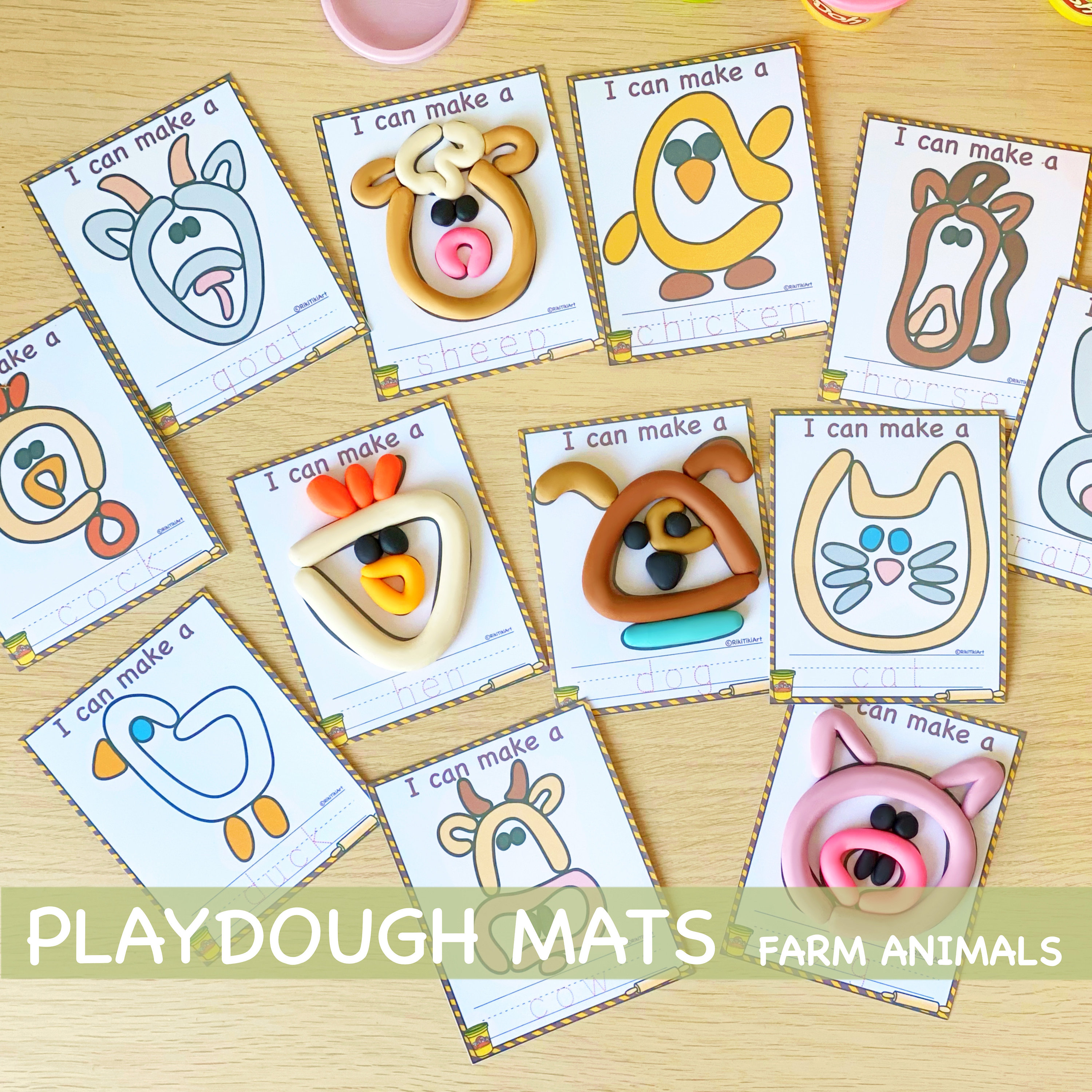 Farm Animals Play Doh Mats Visual Cards Printable Play Dough