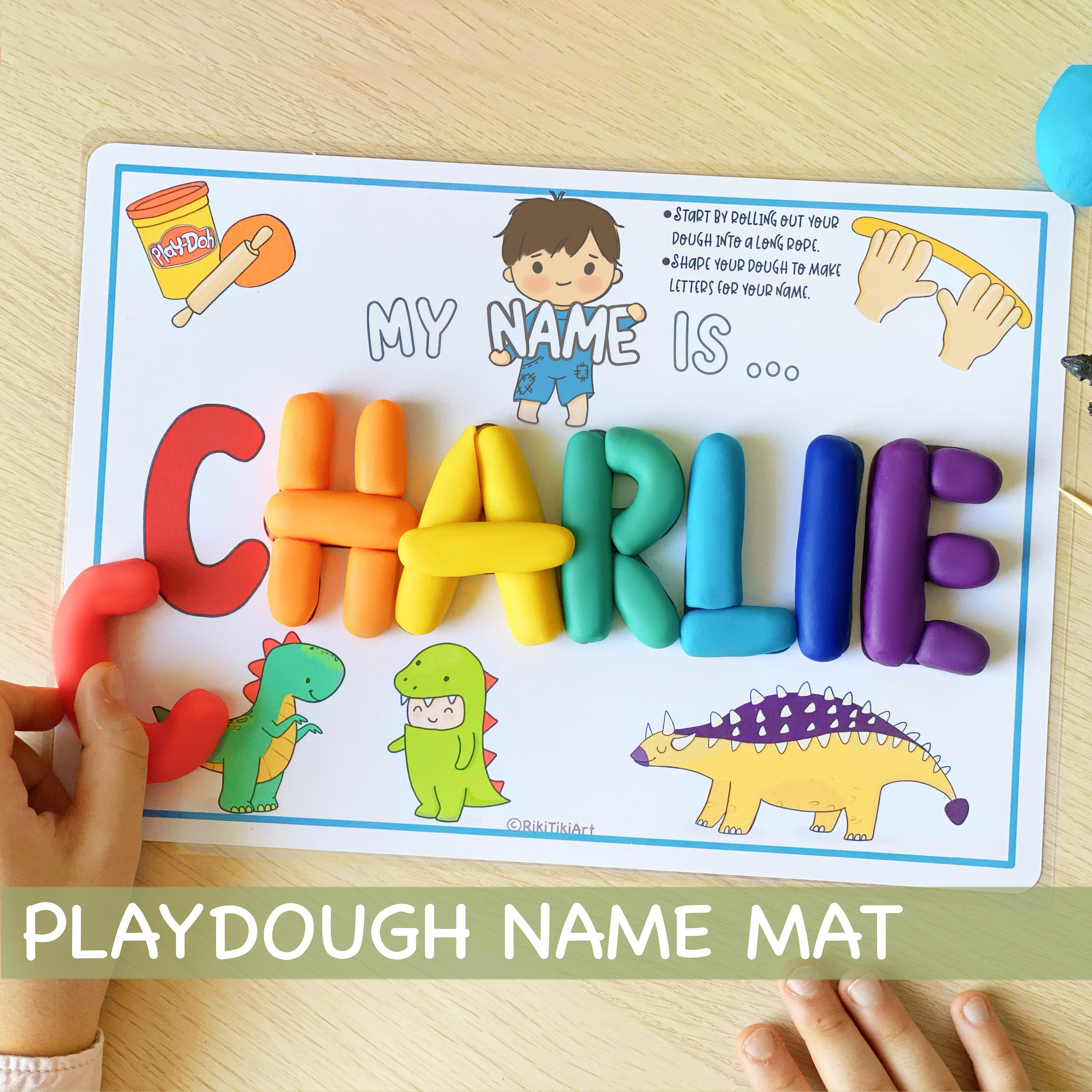 Play Dough Name Mat Personalized Montessori Fine Motor Skills Busy