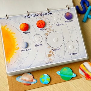 Solar System Busy Book Outer Space Learning Binder Personalized Space Book Printable Preschool Worksheets Flash Cards Homeschool Resources image 8