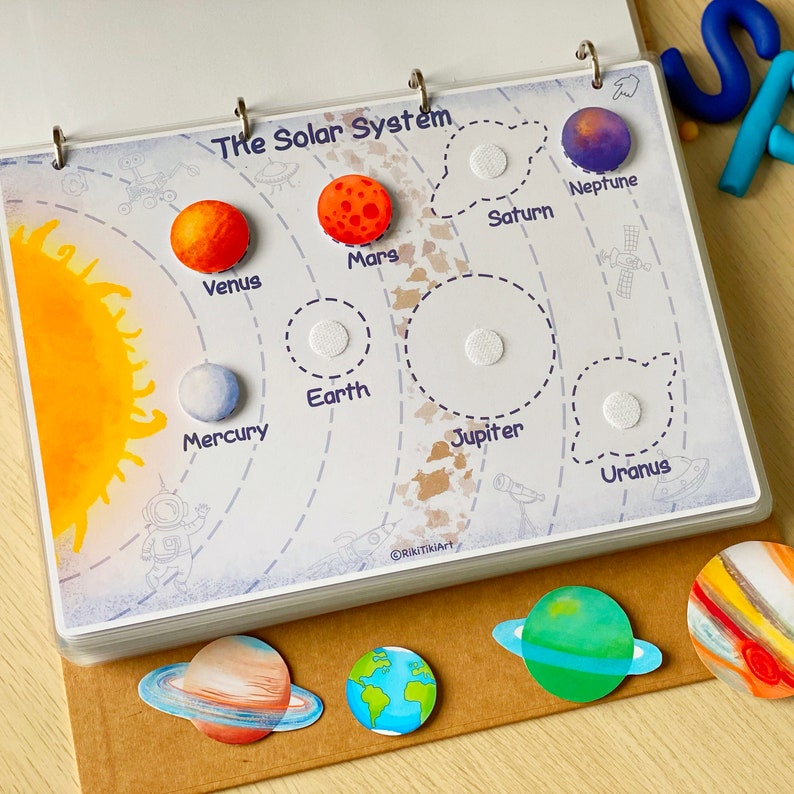Solar System Busy Book Outer Space Learning Binder Personalized Space Book Printable Preschool Worksheets Flash Cards Homeschool Resources image 8