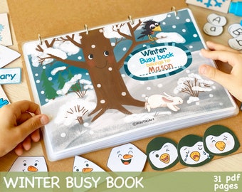 Winter Busy Book Printable Preschool Curriculum Learning Binder Homeschool Educational Materials Kids Activity Toddler Quiet Book Rikitiki