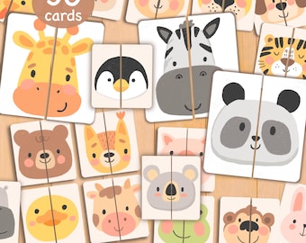 Dieren Matching Game voor peuters, zoek een paar Match foto-activiteit voor kinderen, dieren Matching-activiteit, puzzel Homeschool-activiteit voor kinderen