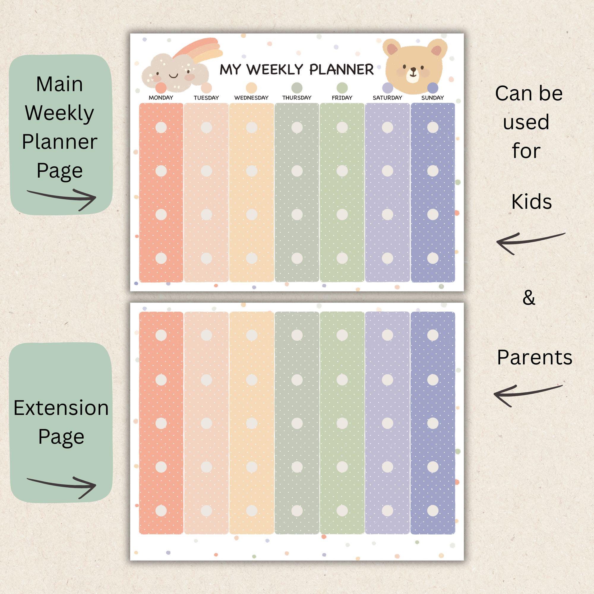 Kids Visual Weekly Planner Editable Daily Routine Schedule Montessori ...