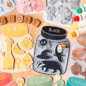 Farbsortierung Kleinkindaktivitäten, Farbabstimmung in Gläsern Spiel für Kindergarten Pre-K, Malseiten Aktivität, Montessori Printable Bild 5