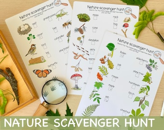 Nature Scavenger Hunt for Kids Woodland Treasure Hunt Outdoor Adventure Printable Activities for Kids Kindergarten Pre-K Learning Resources