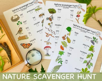 Nature Scavenger Hunt for Kids Woodland Treasure Hunt Outdoor Adventure Printable Activities for Kids Kindergarten Pre-K Learning Resources