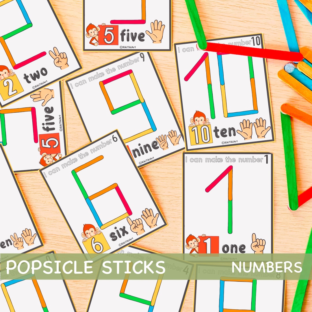 Gioco di attività con numeri su bastoncini di ghiacciolo per i più
