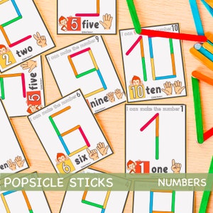 Popsicle Sticks Numbers Activity Game pour les tout-petits Activités imprimables Montessori Imprimables préscolaires pour les enfants Ressources pour l'école à la maison