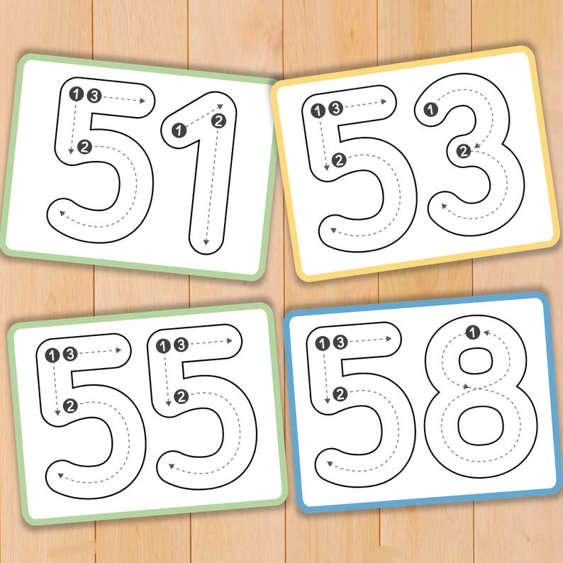 Number Tracing Cards 1-100 Printable Handwriting Practice Preschool Worksheets Learning Number Flash Cards Math Preschool Printables image 7