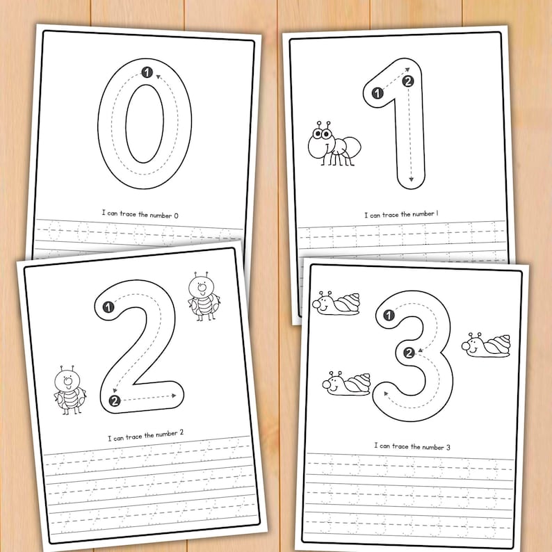 Number Tracing Worksheets 0-20: Preschool Handwriting Practice (PDF) - Etsy
