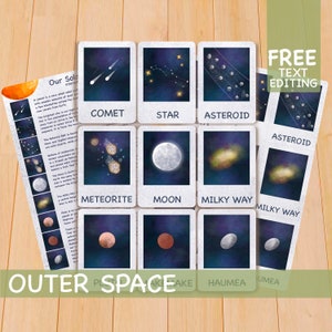 Astronomie Lernkarten, Homeschool Montessori Lernkarten, Lernkarten für Kleinkinder
