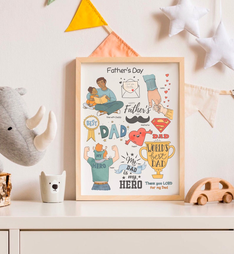 Fathers Day Poster Homeschool Educational Classroom Wall Art Father's Day Preschool Playroom Downloadable Prints Printable Kids Room Decor image 3