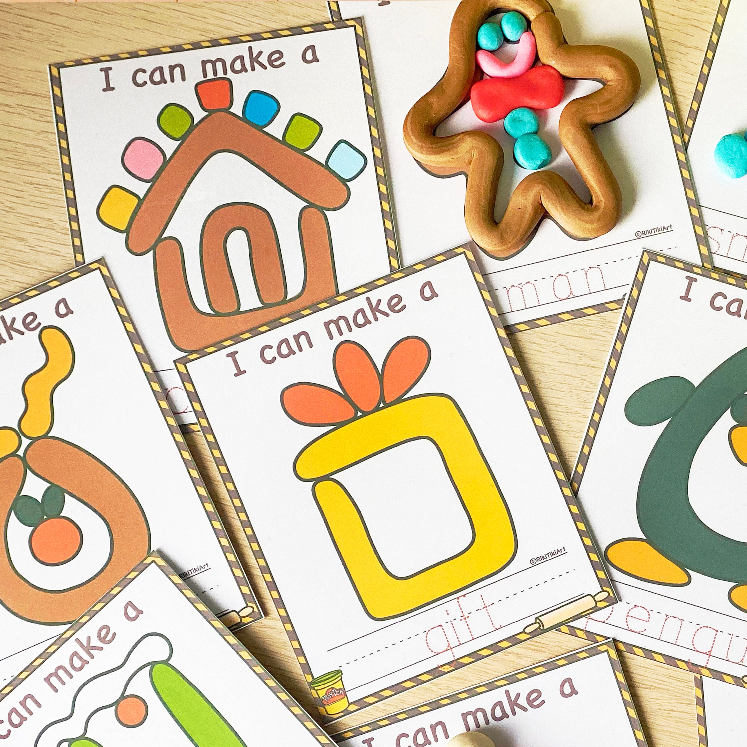 Christmas Play Dough Mats Visual Cards, Printable Play Doh Toddler ...
