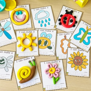 Nature Play Doh Mats Visual Cards, Fine Motor Skills Activity Printable Play Dough Toddler Homeschool Montessori Materials Kindergarten image 3